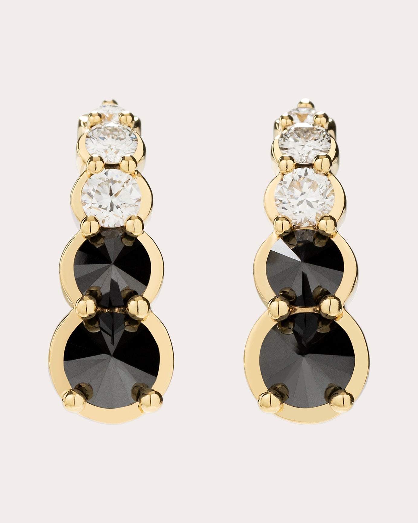 18K Gold Diamond Inverted Hook Stud Earrings