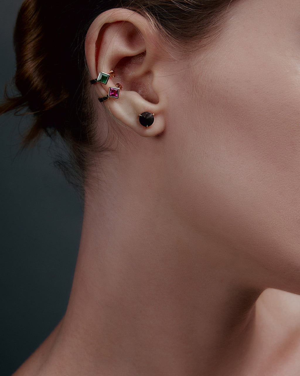 18K Gold Rubellite Single Ear Cuff