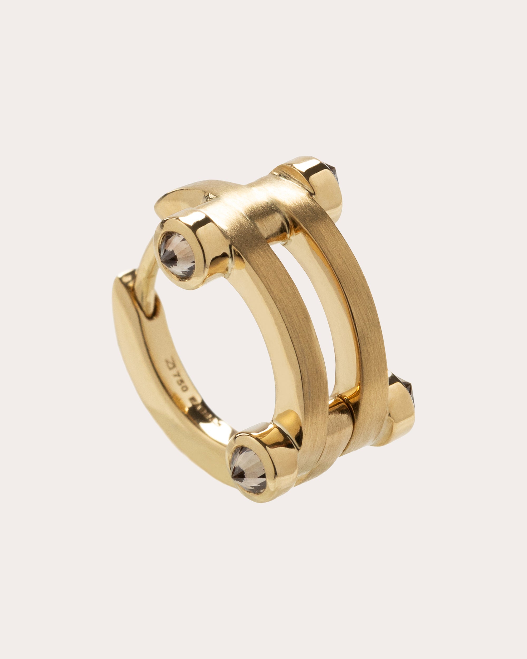 Link 18K Gold Brown Diamond Single Hoop Earring
