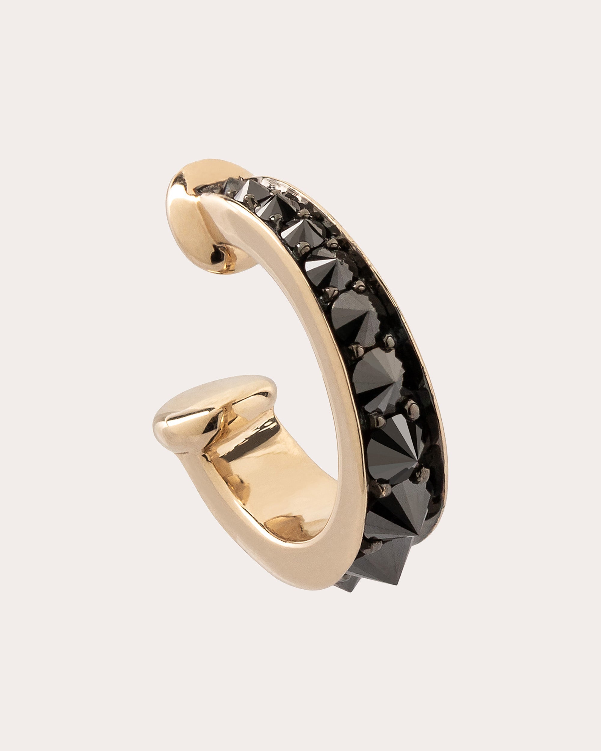 18K Gold Black Diamond Ear Cuff