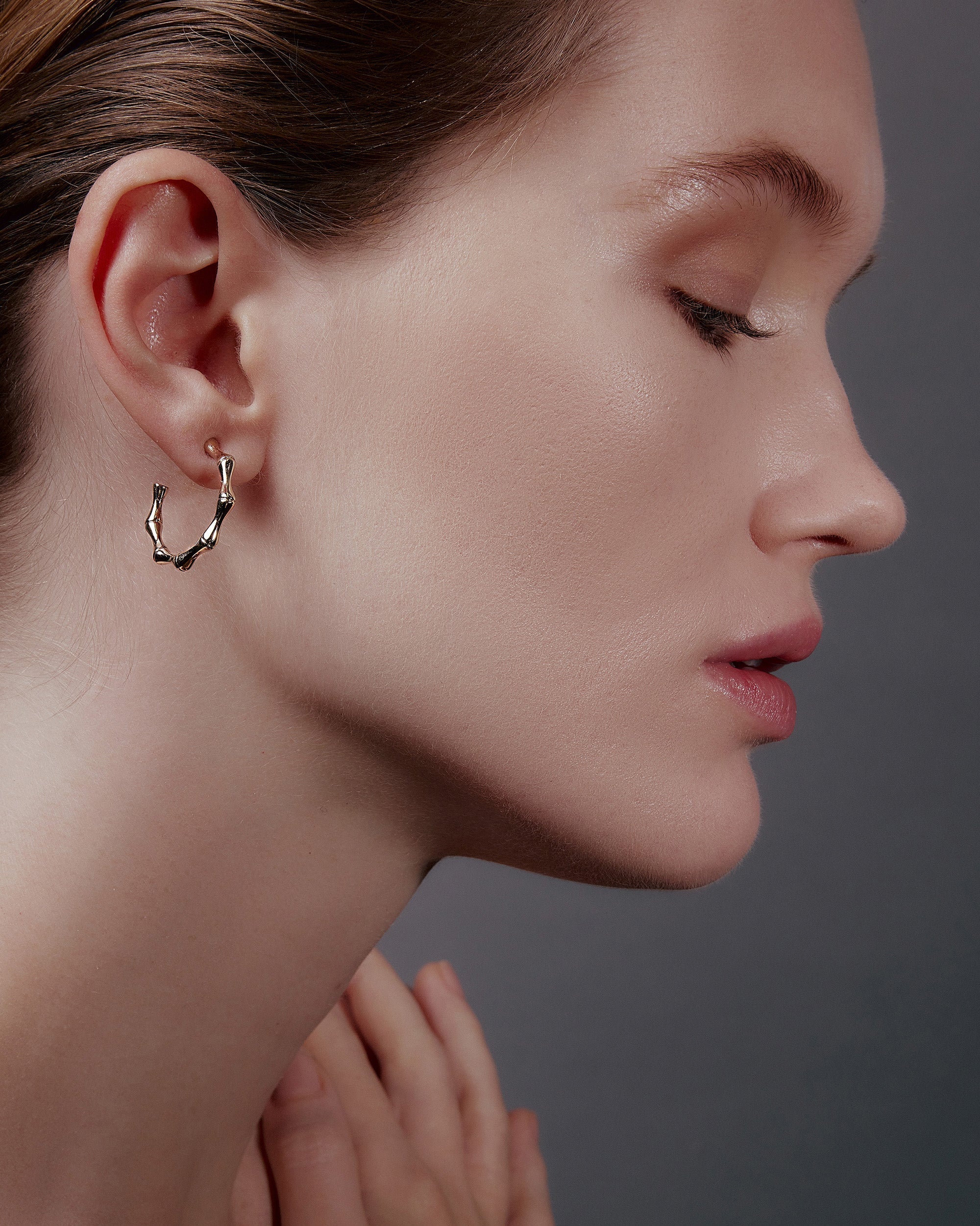 Bamboo 18K Gold Hoop Earrings