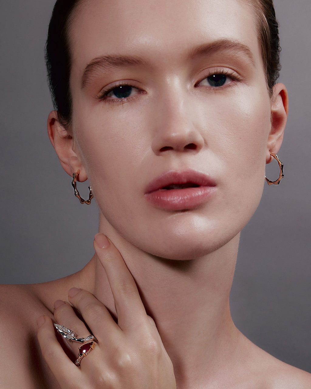 Bamboo 18K Gold Hoop Earrings