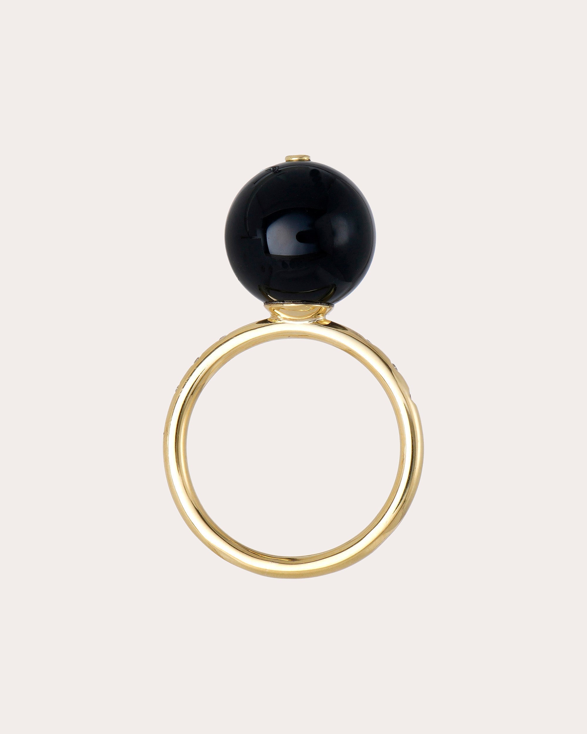 Soleil 18K Gold Black Agate and Diamond Ring