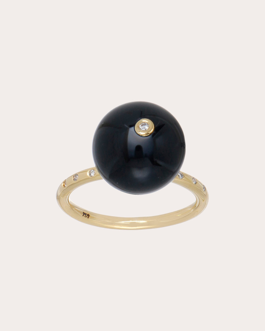 Soleil 18K Gold Black Agate and Diamond Ring
