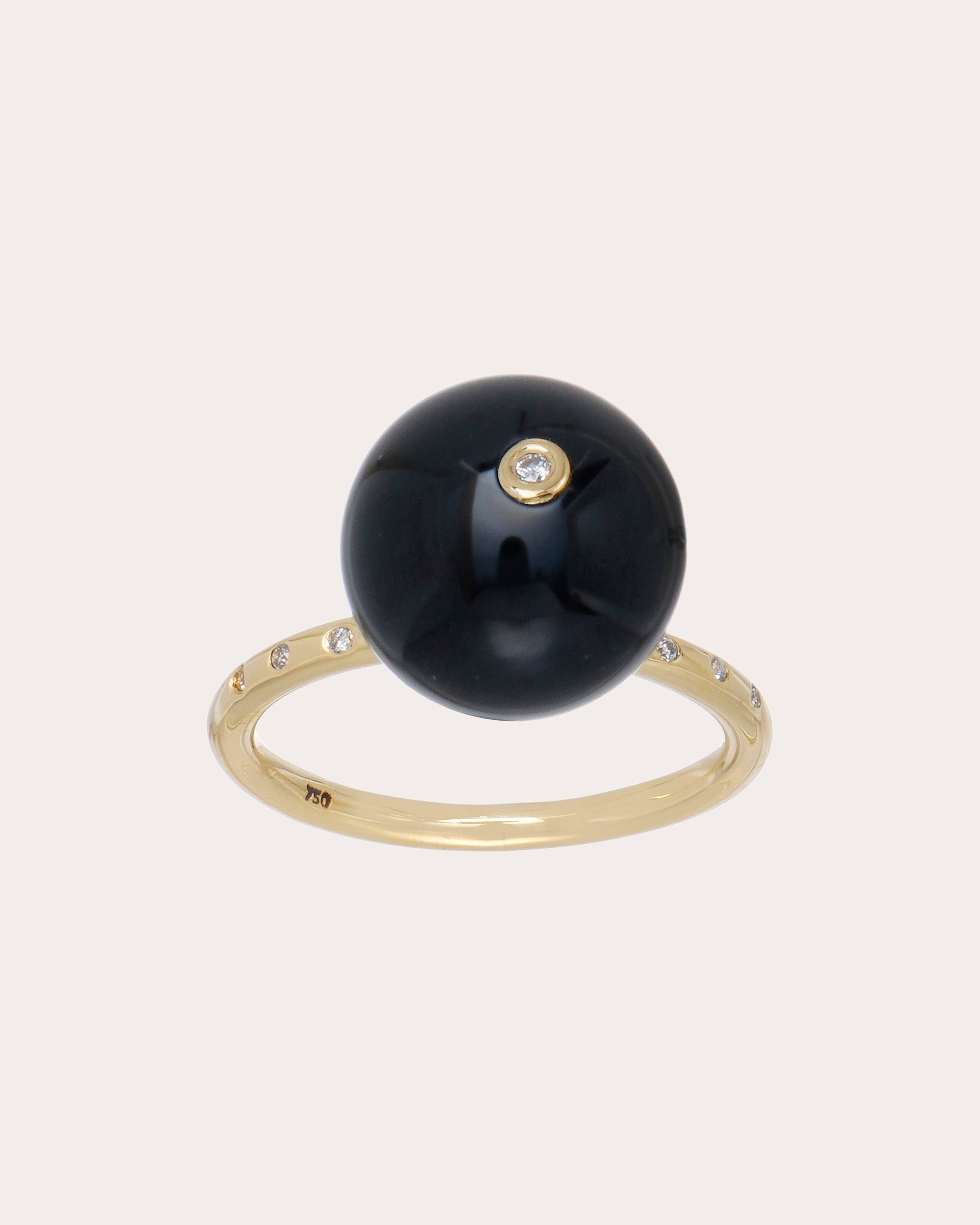 Soleil 18K Gold Black Agate and Diamond Ring