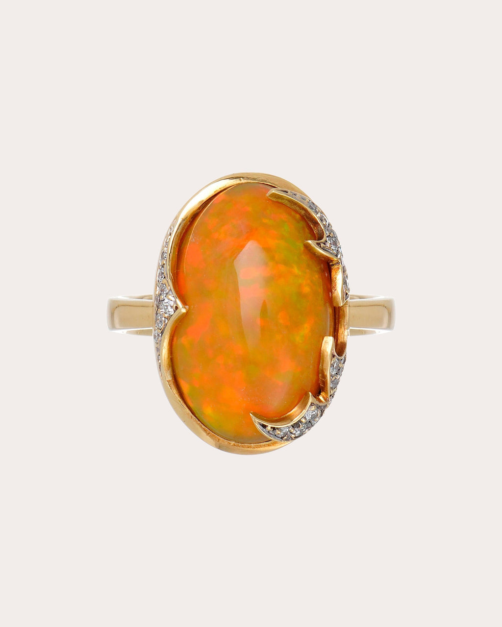 Fire Spell 18K Gold Ethiopian Opal and Diamond Ring