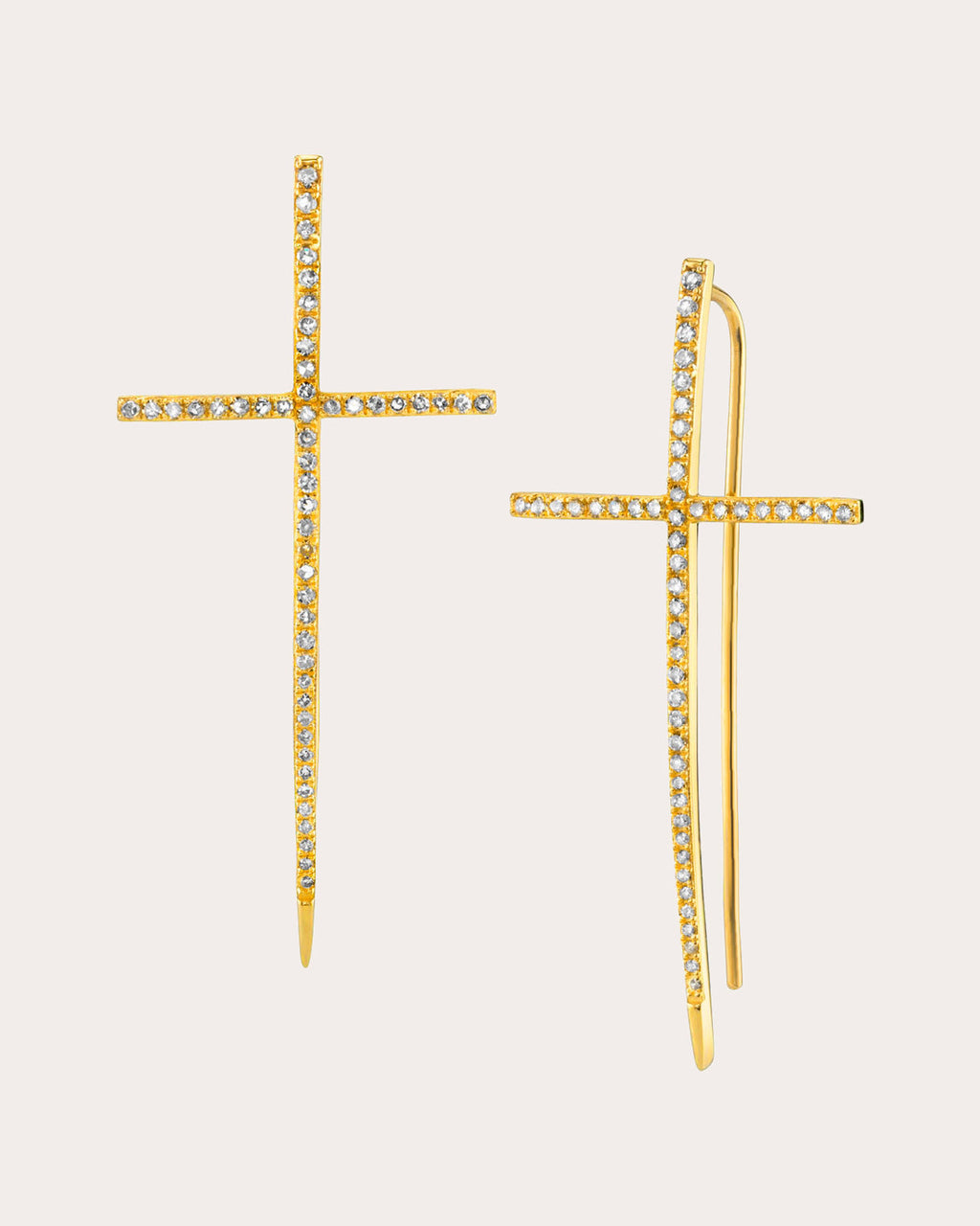 Cross 14K Gold Diamond Pavé Earrings