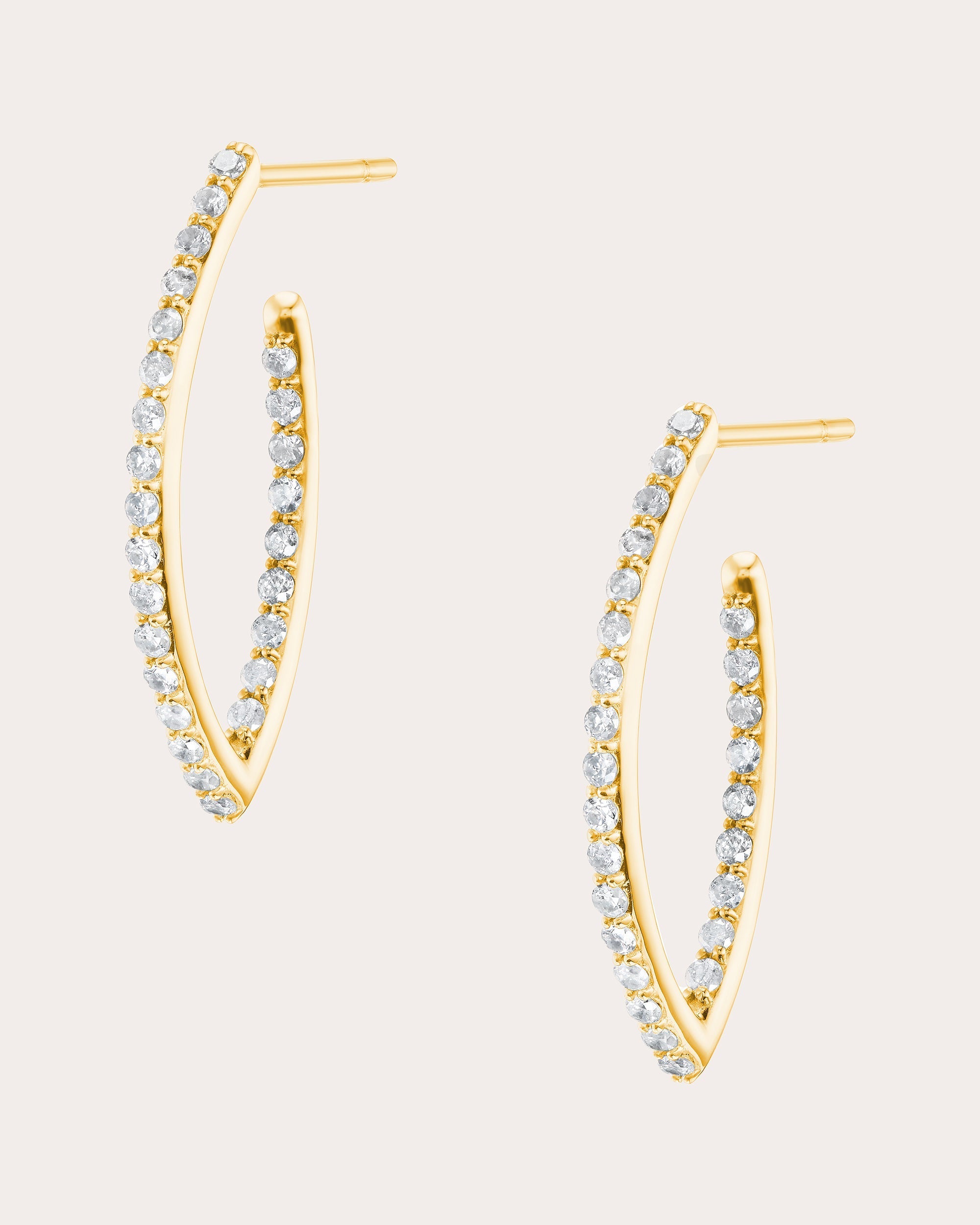 Marquise 14K Gold Diamond Pavé Hoop Earrings