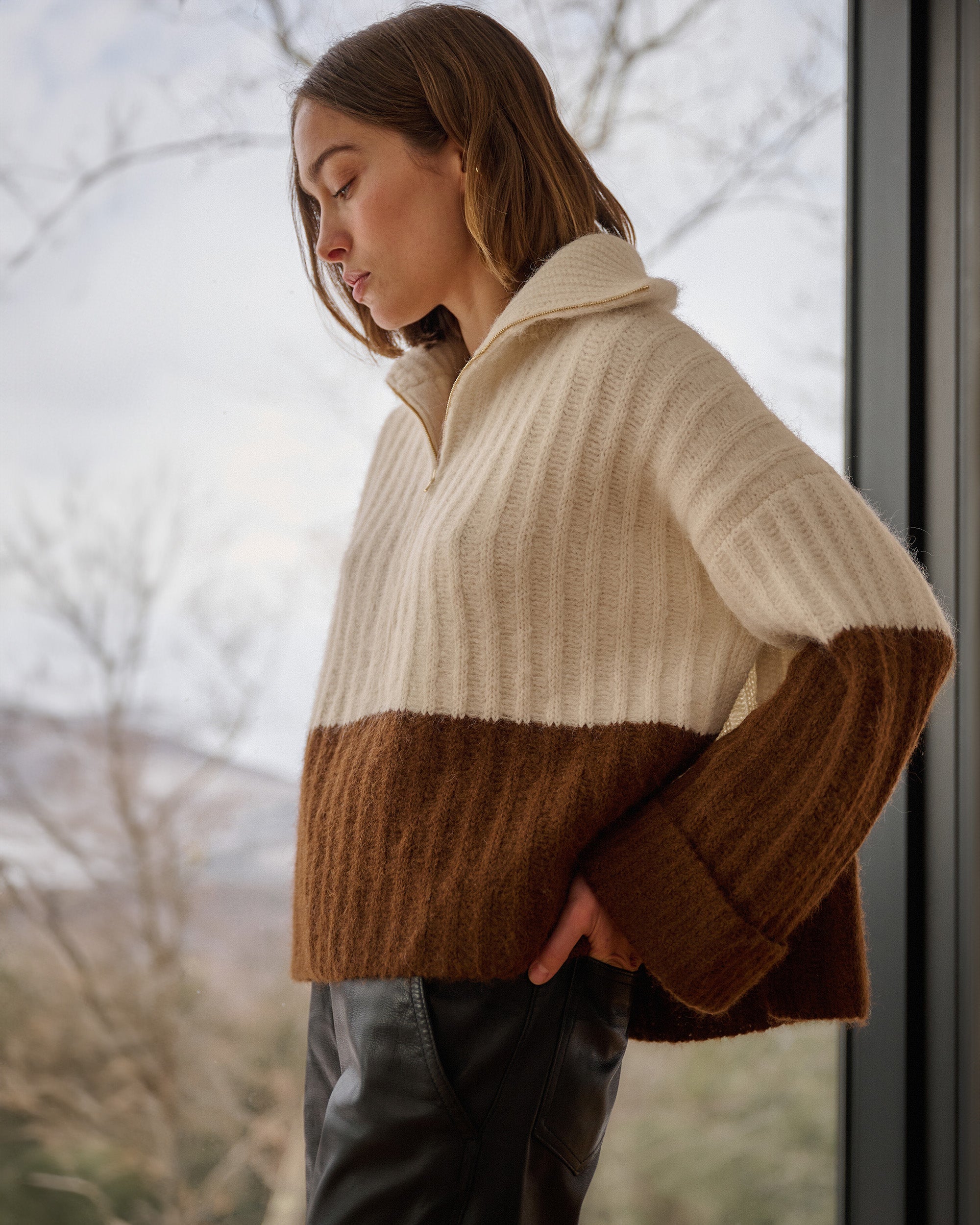 Uma Color Block Poncho