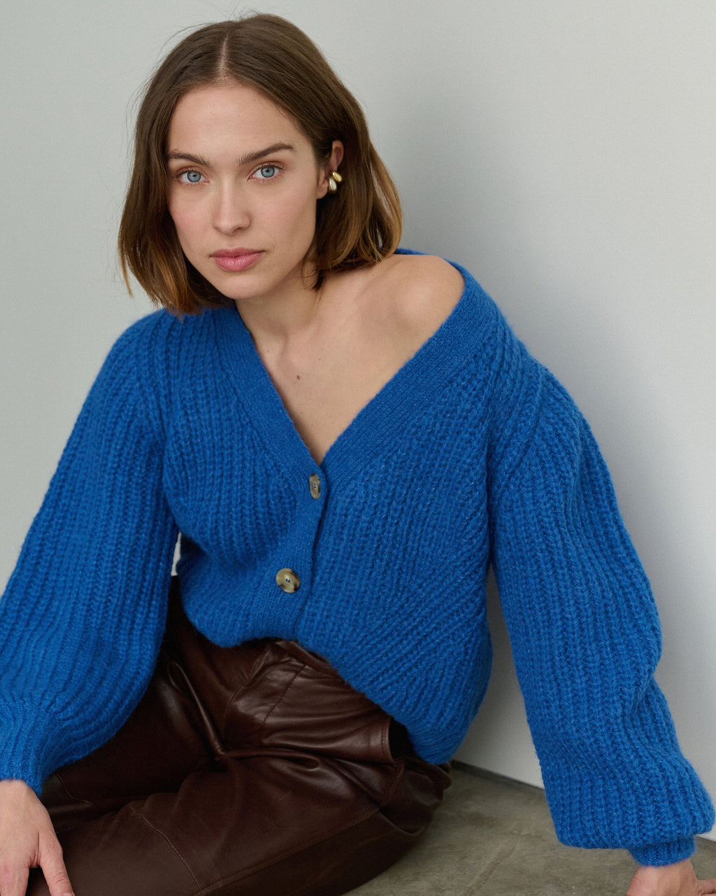 Sara Ribbed Alpaca-Blend Cardigan