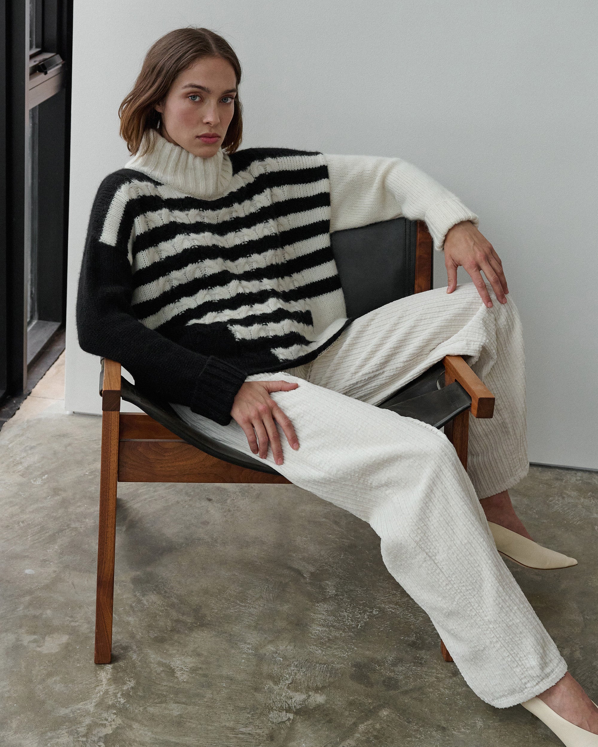 Maeve Striped Cable-Knit Alpaca-Blend Sweater