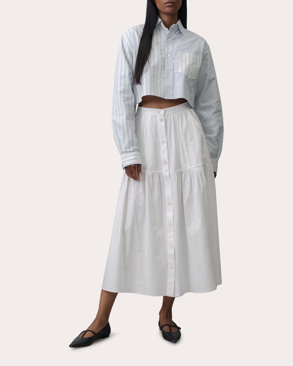 Sylvie Cotton-Poplin Midi Skirt