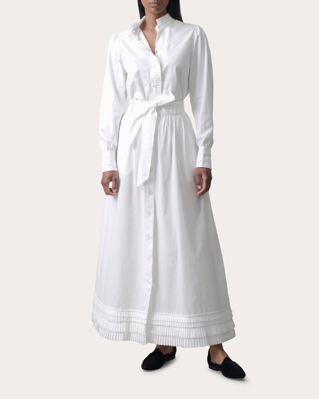 Mimma Pleated-Hem Cotton-Poplin Maxi Skirt