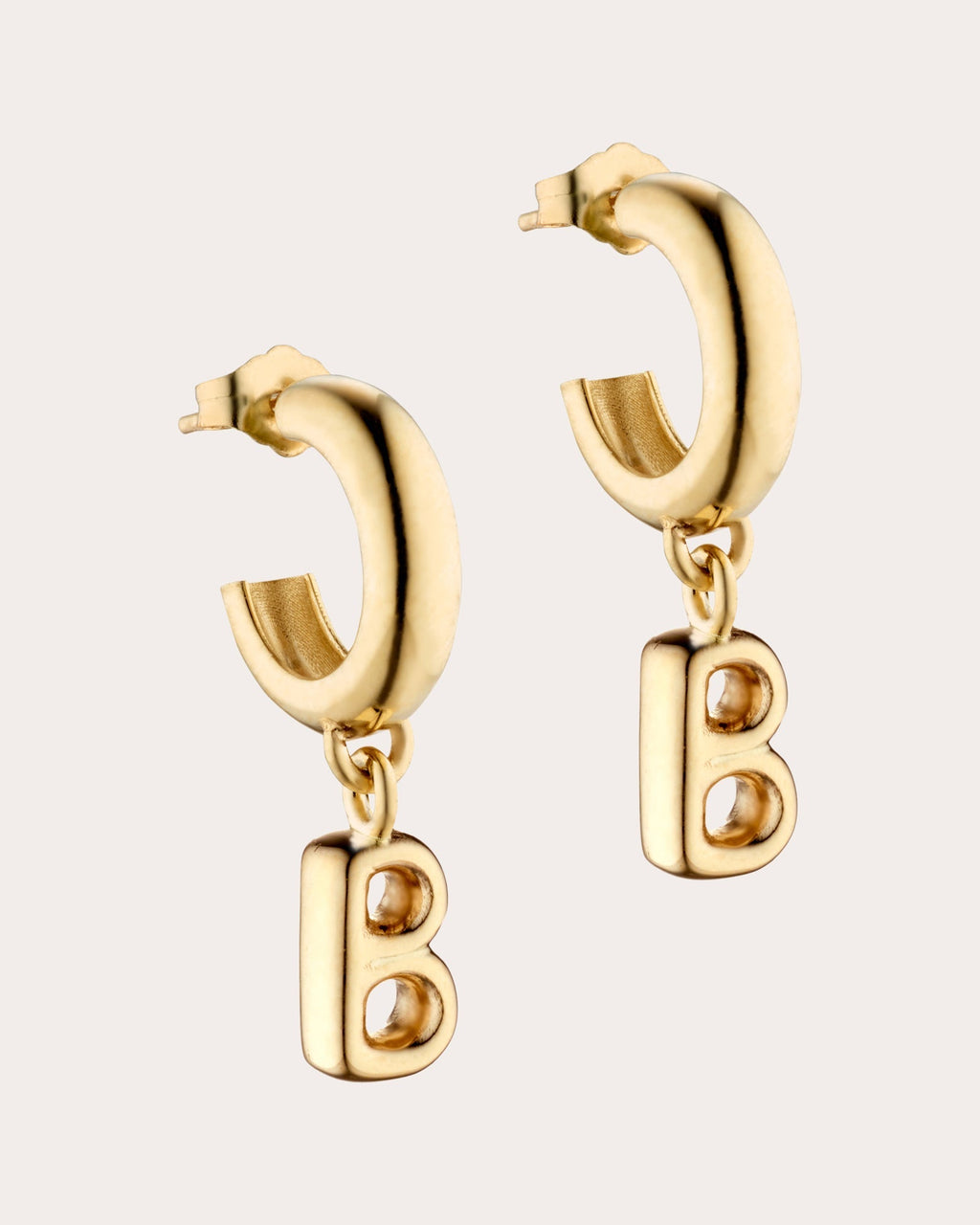 Puffy 14K Gold Single Initial Earring
