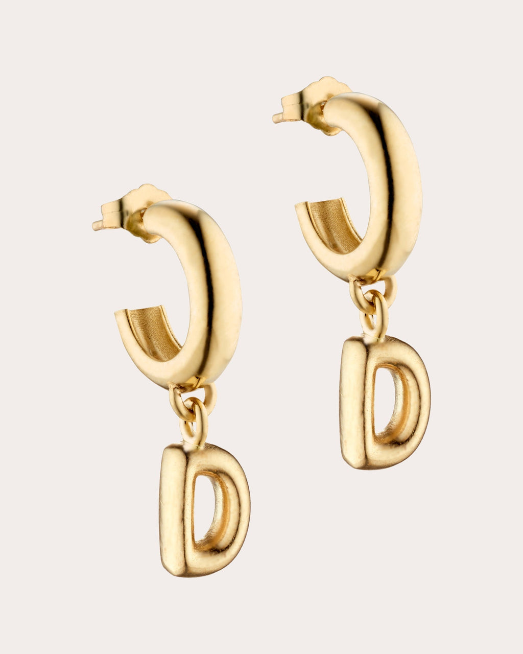 Puffy 14K Gold Single Initial Earring