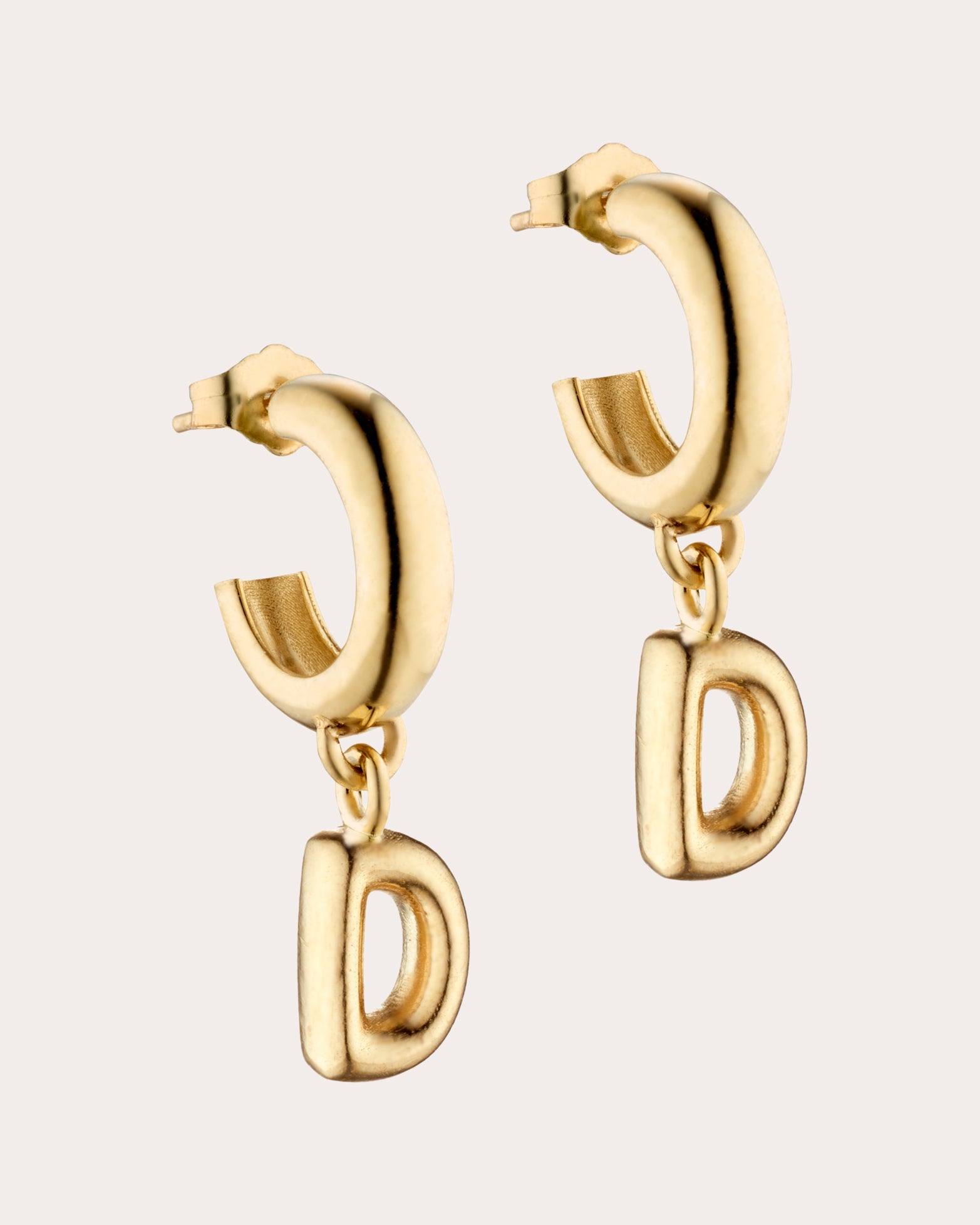 Puffy 14K Gold Single Initial Earring