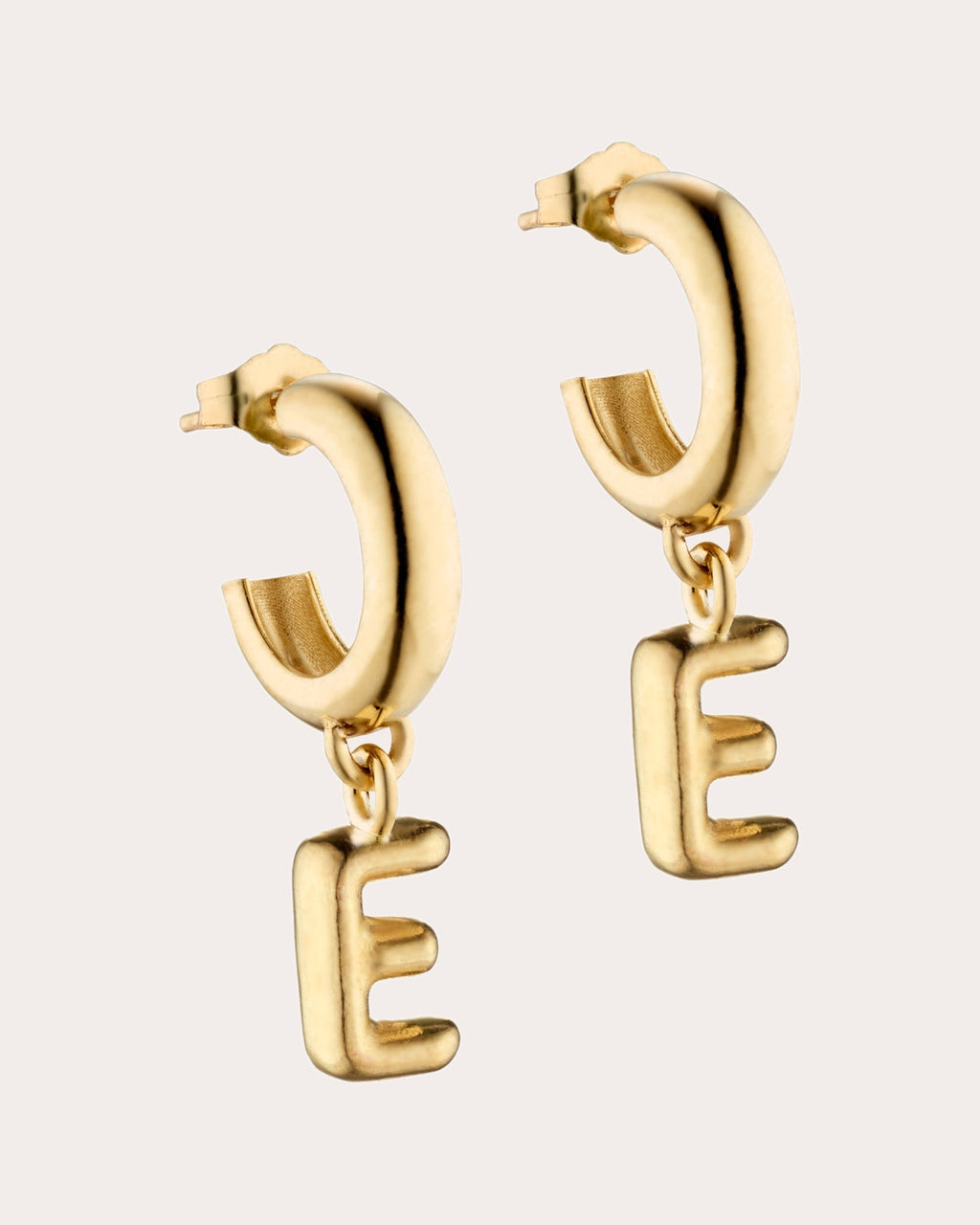 Puffy 14K Gold Single Initial Earring
