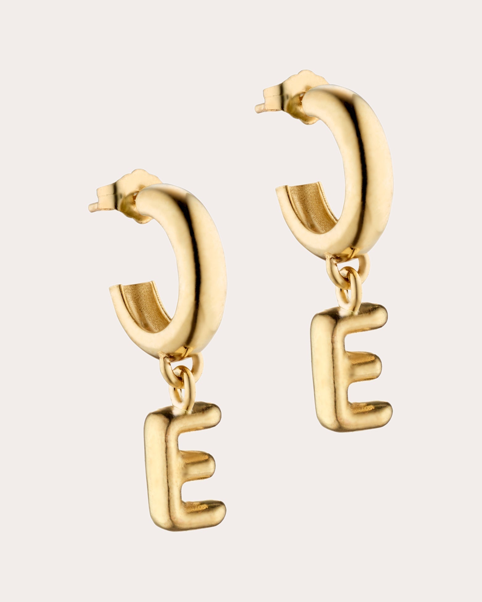 Puffy 14K Gold Single Initial Earring