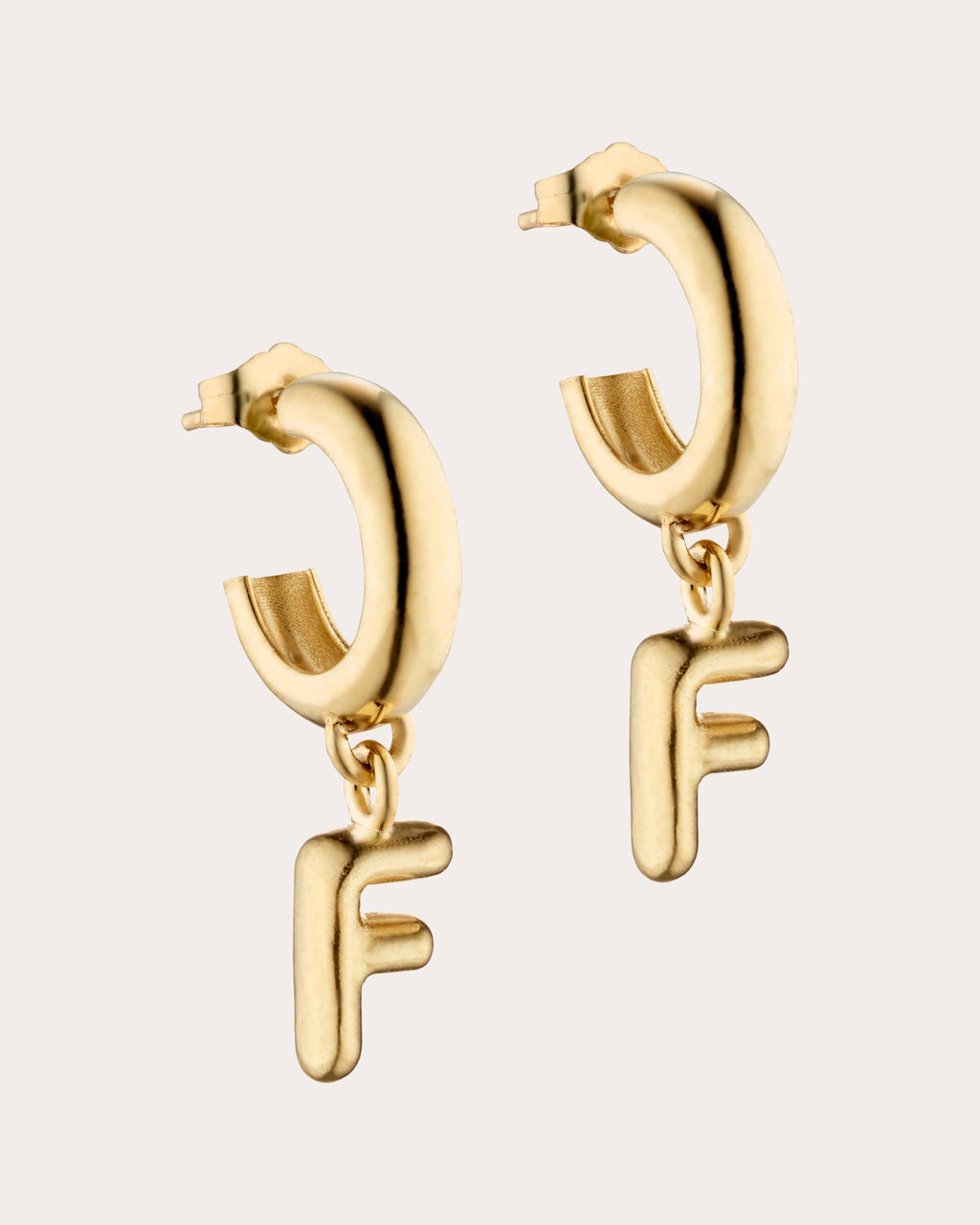 Puffy 14K Gold Single Initial Earring