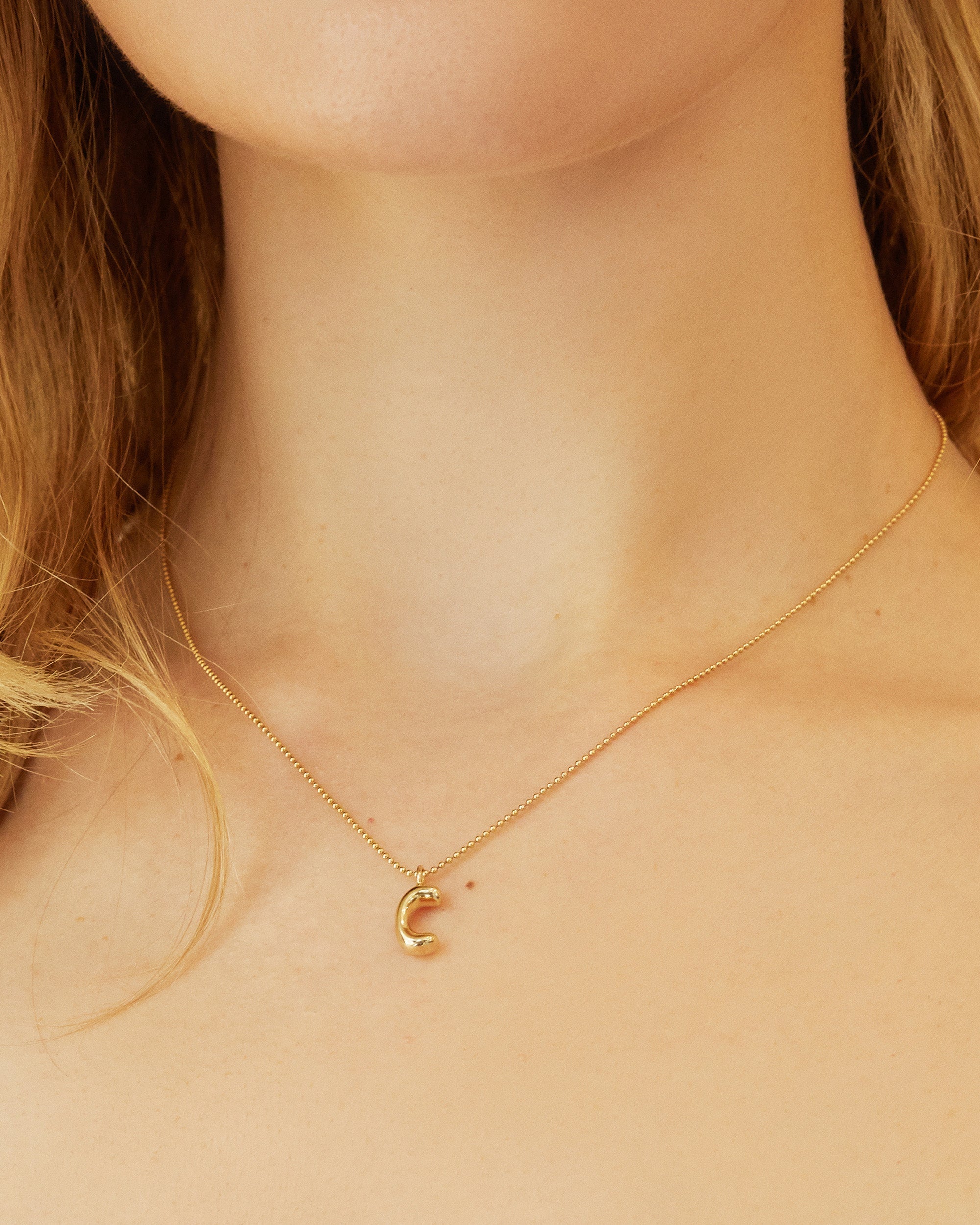 Puffy 14K Gold Initial Pendant