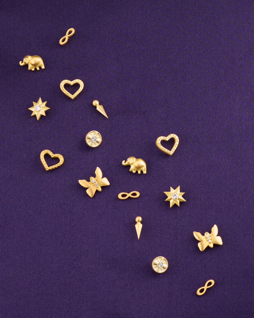 Elephant 18K Gold Diamond Stud Earrings