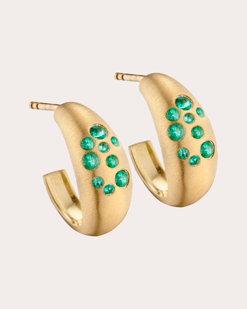 Fairy Dust 18K Gold Emerald Hoop Earrings