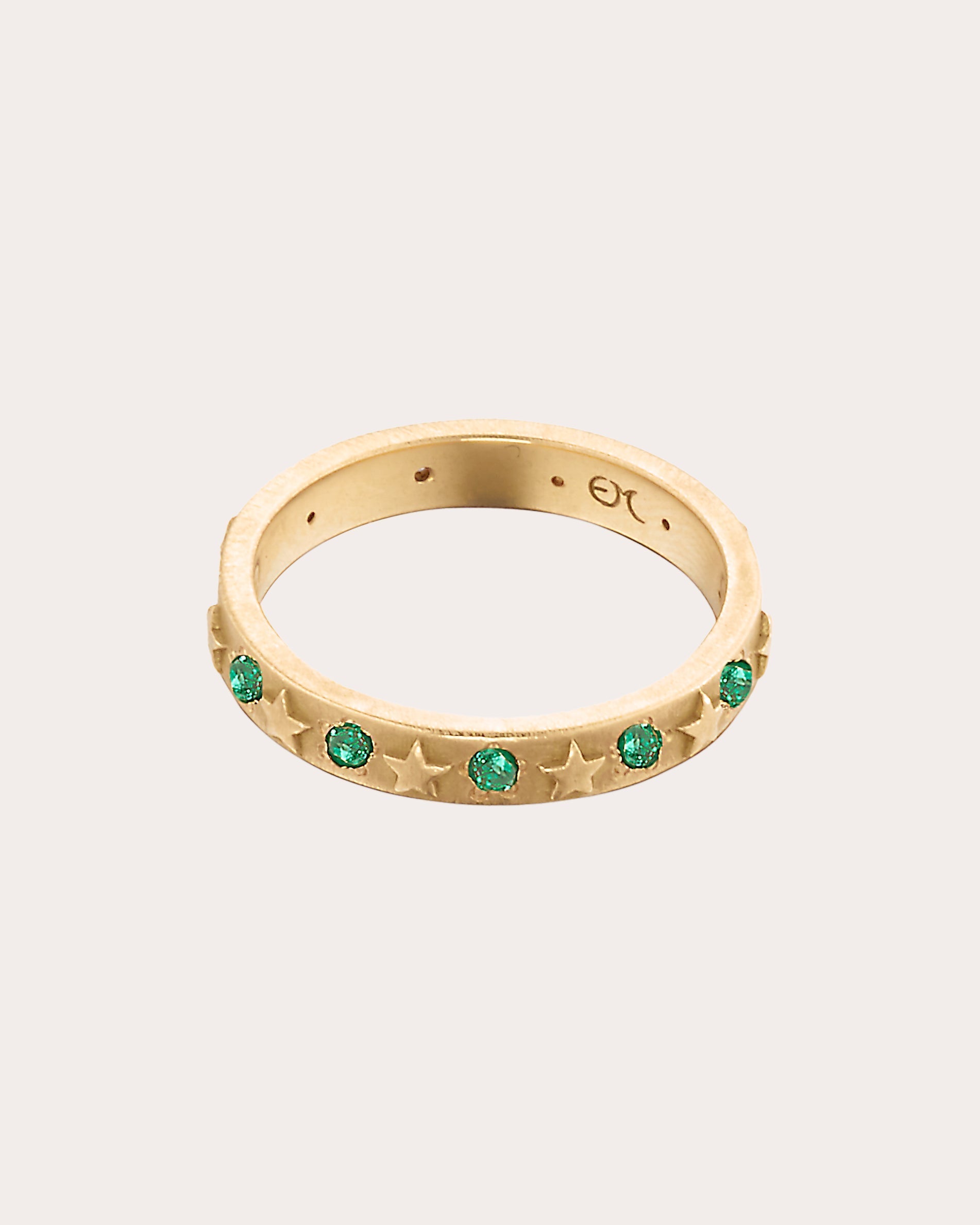 Celestial 18K Gold Emerald Star Ring