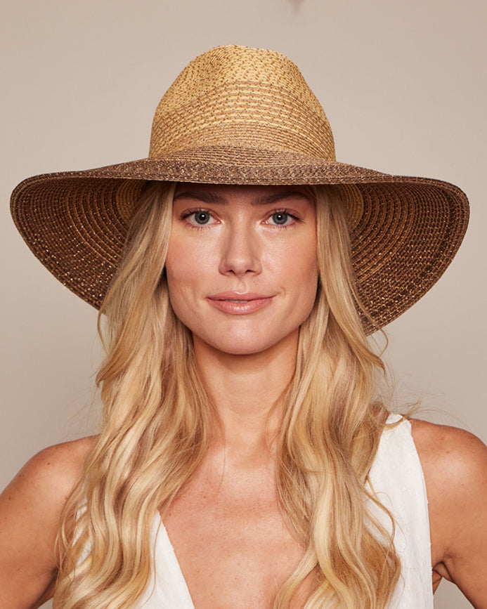 Emmanuelle Metallic Ombré Woven Hemp Fedora