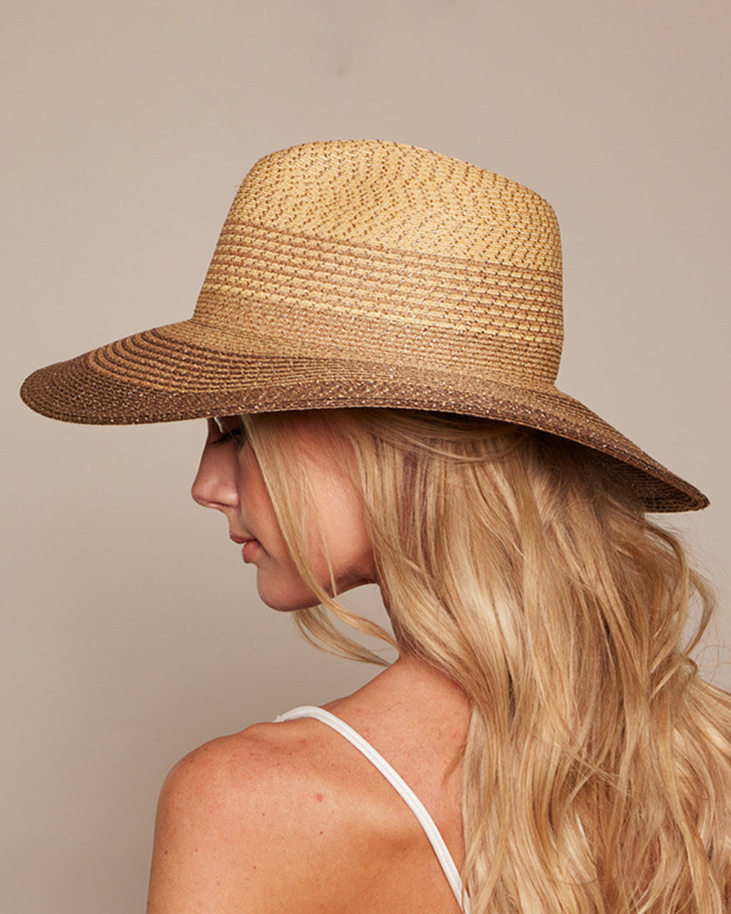 Emmanuelle Metallic Ombré Woven Hemp Fedora