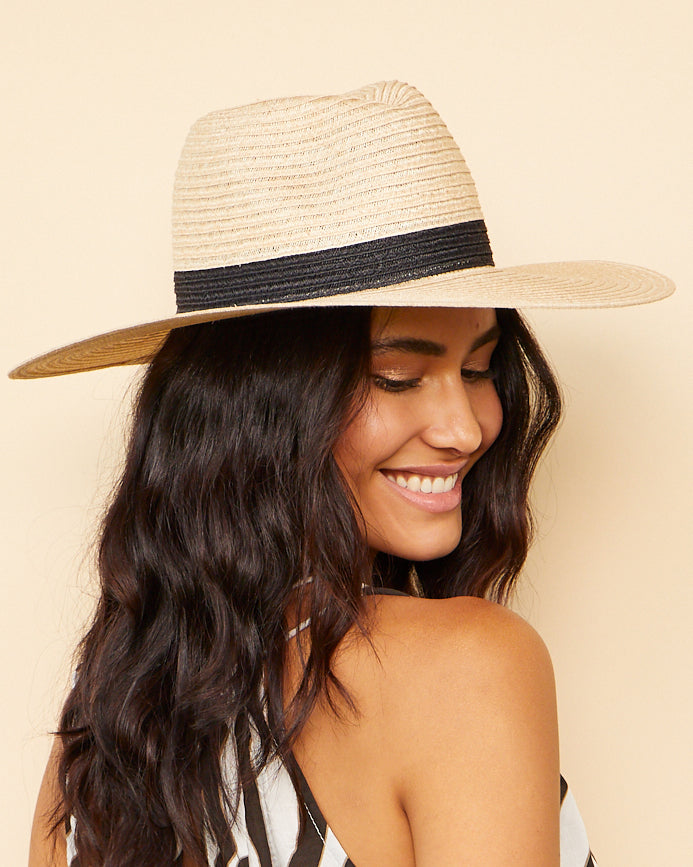 Emmanuelle Grosgrain-Trimmed Woven Hemp Fedora