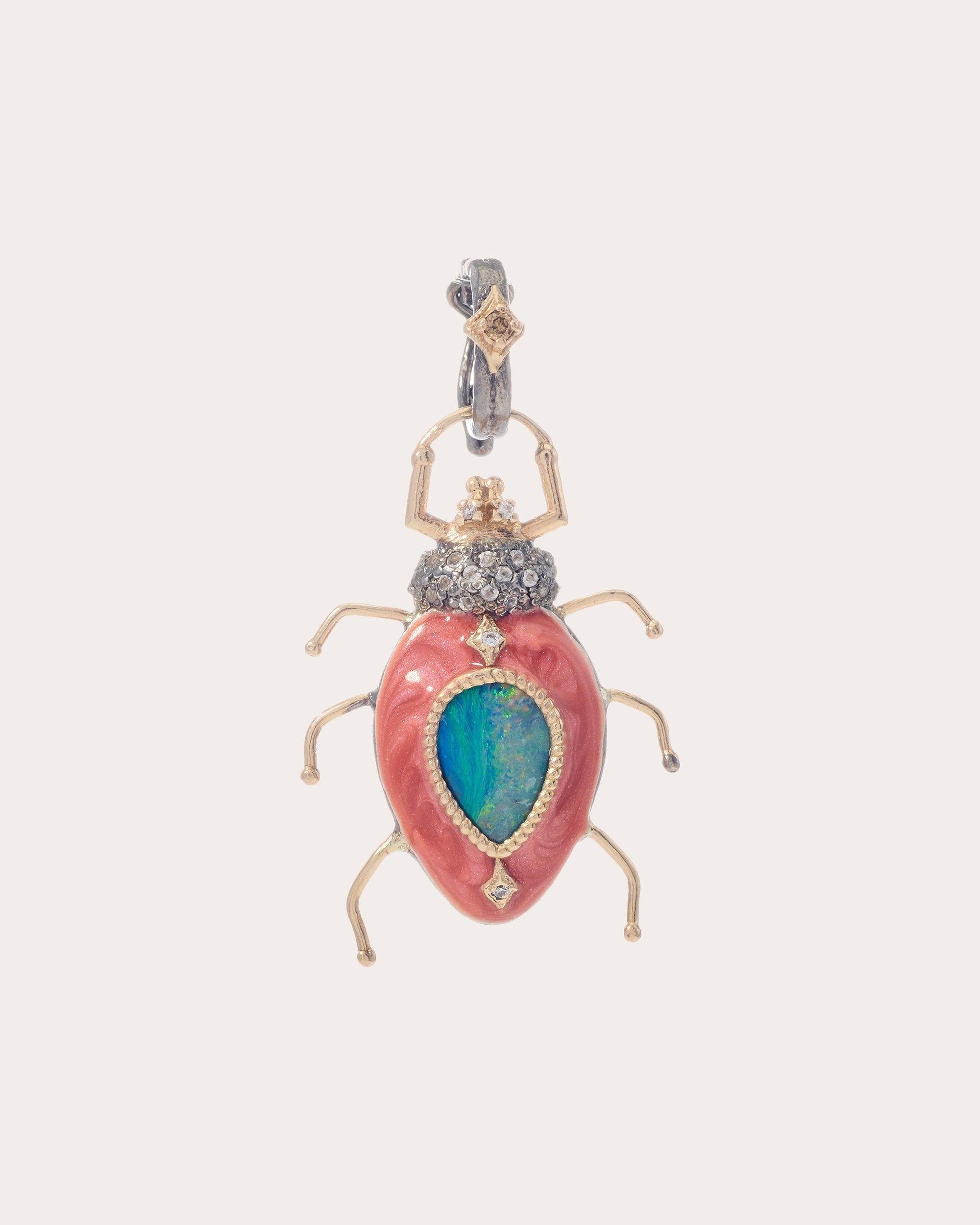 Ladybug Sterling Silver 14K Gold Multi-Stone Pendant