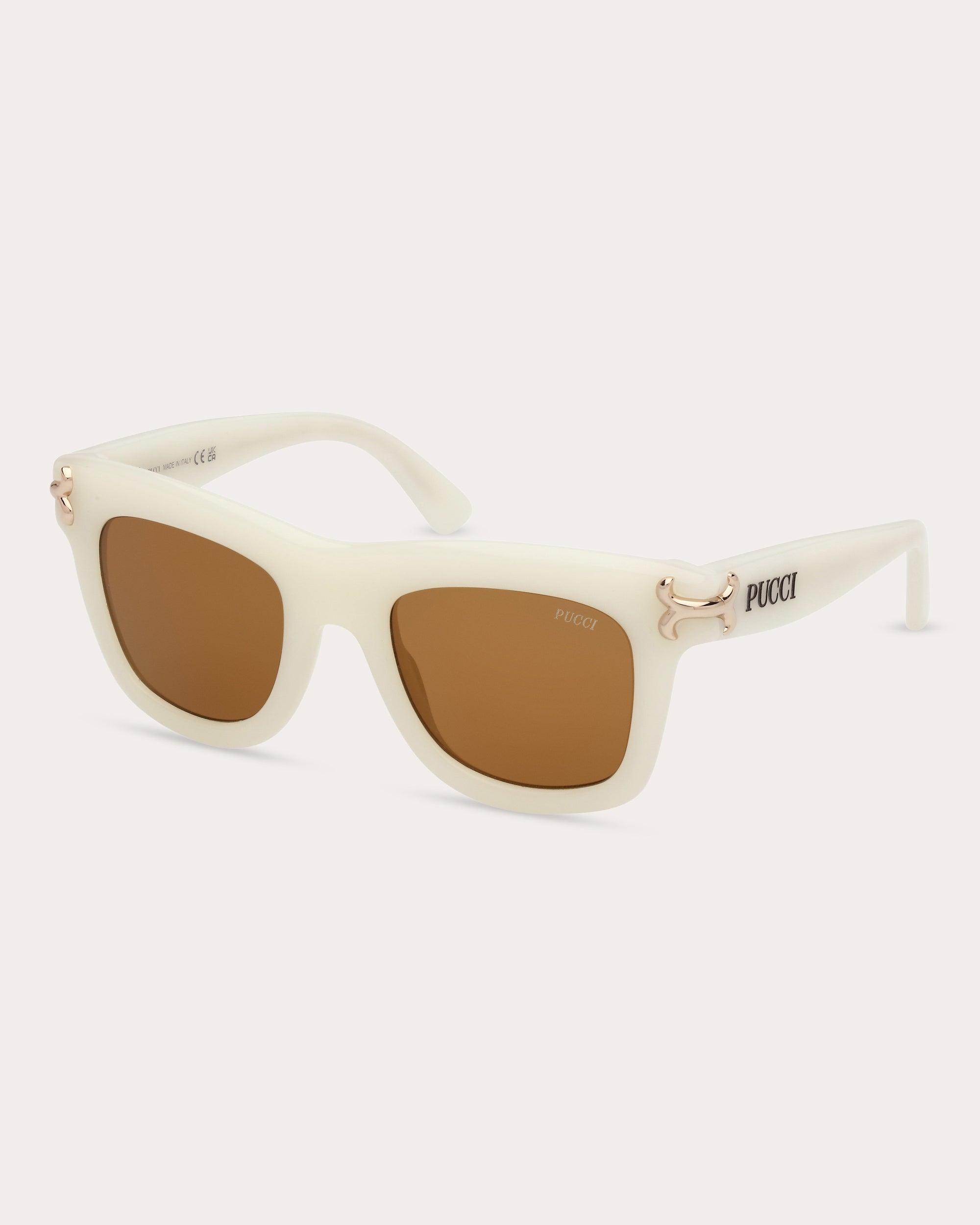 Square-Frame White and Brown Acetate Sunglasses