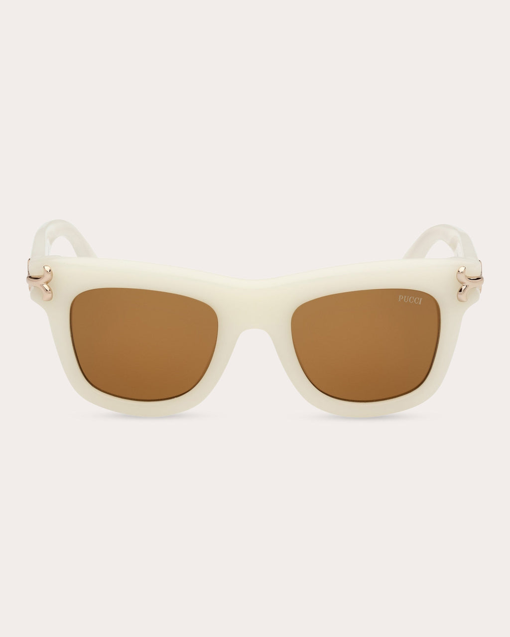 Square-Frame White and Brown Acetate Sunglasses