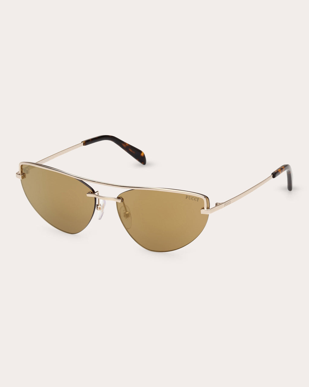 Cat-Eye Brown Mirror Gold-Tone Sunglasses
