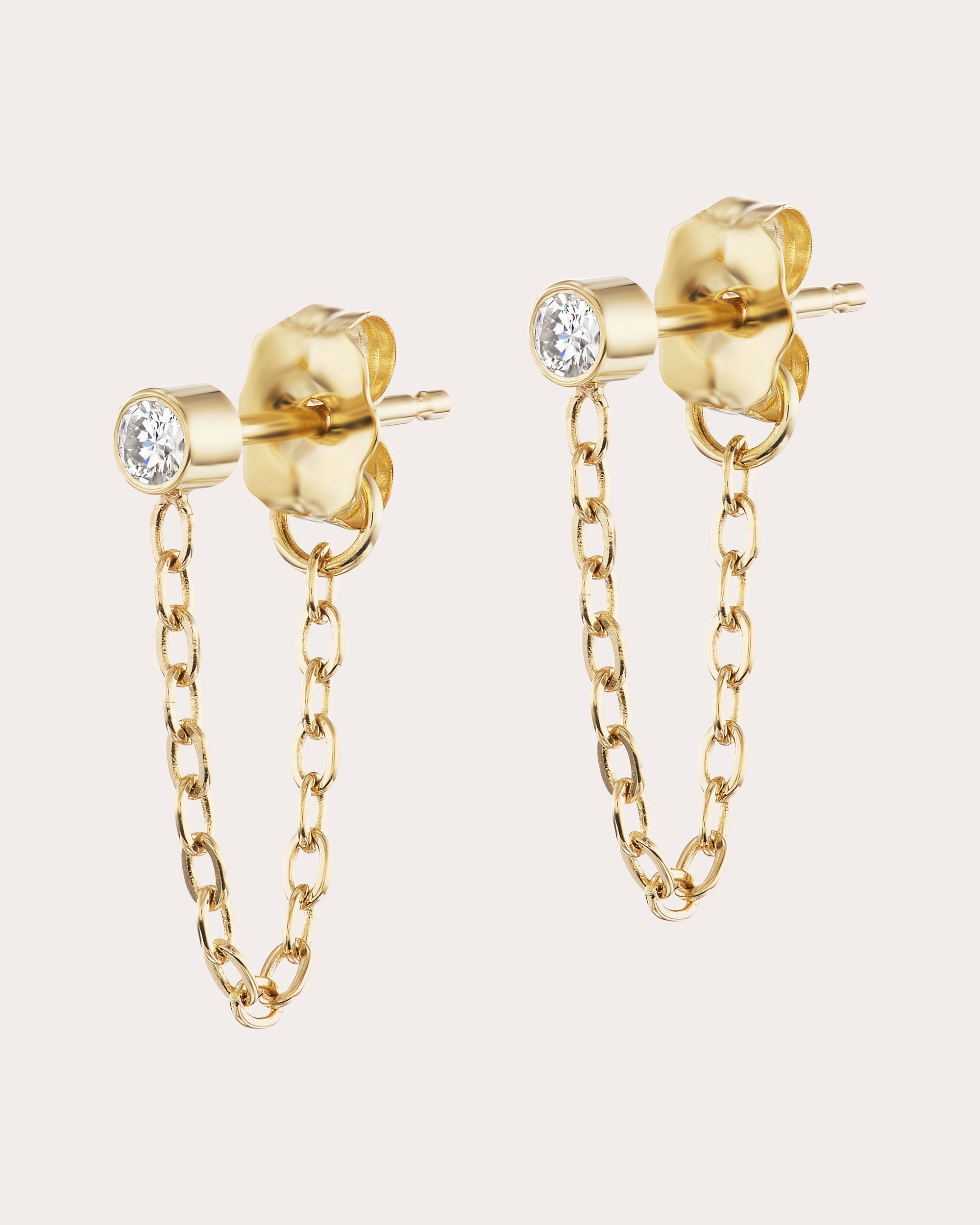 14K Gold Diamond Chain Earrings
