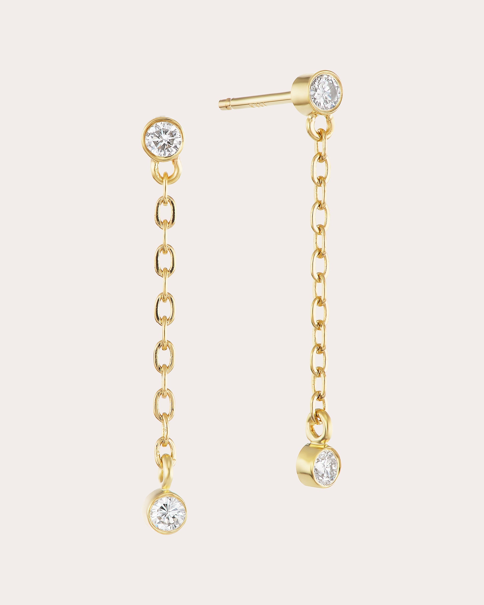 14K Gold Diamond Chain Earrings