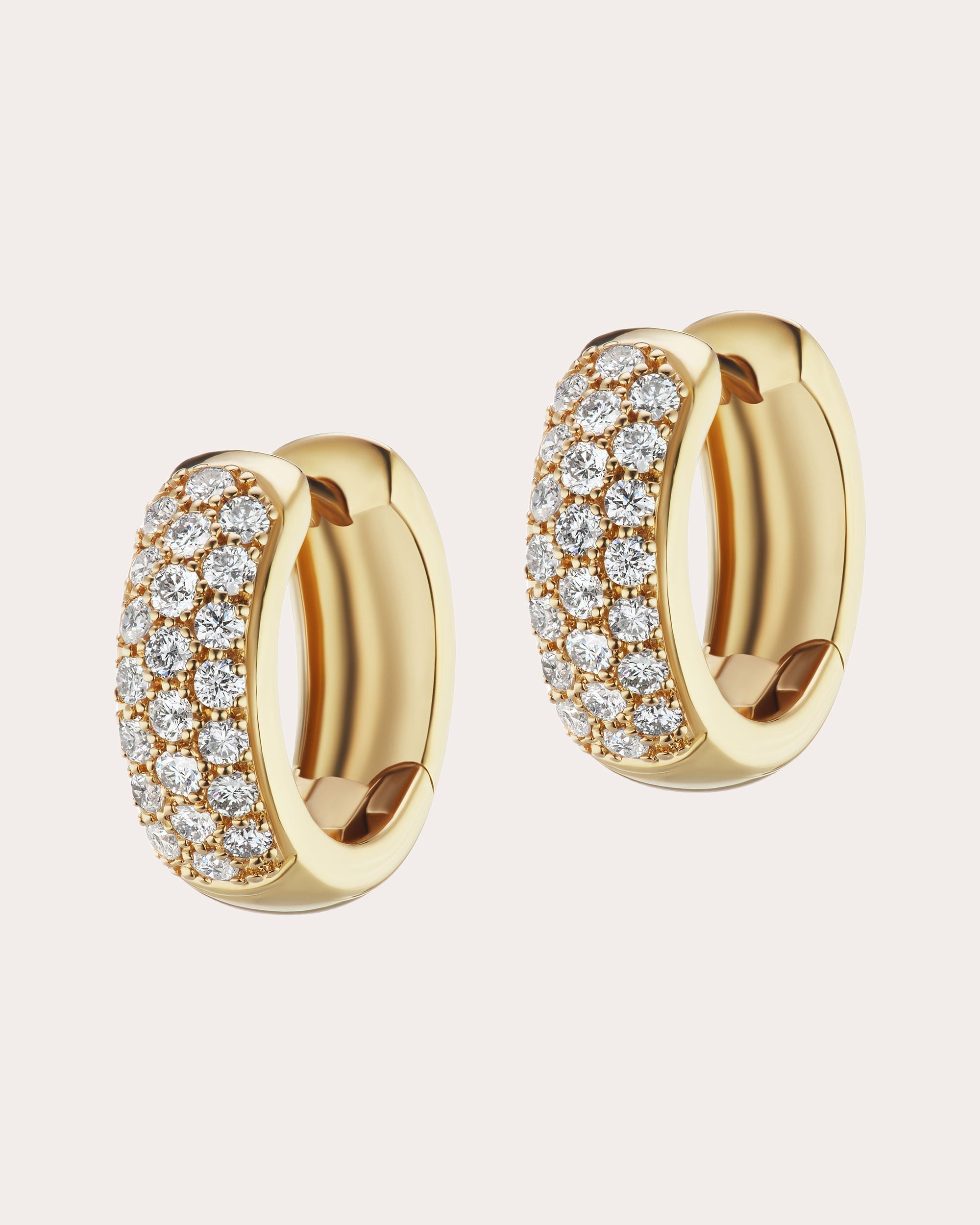 Bombe 14K Gold Diamond Hoop Earrings