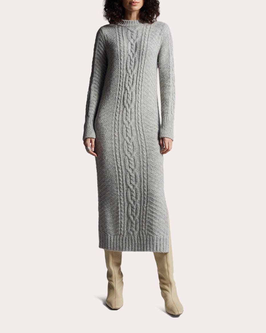 Lora Cable-Knit Alpaca-Blend Midi Dress