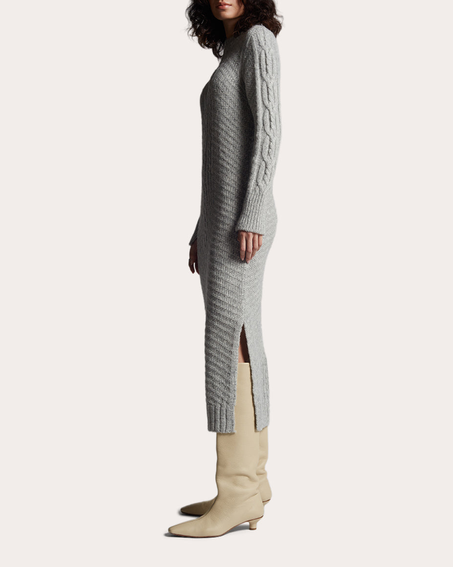 Lora Cable-Knit Alpaca-Blend Midi Dress