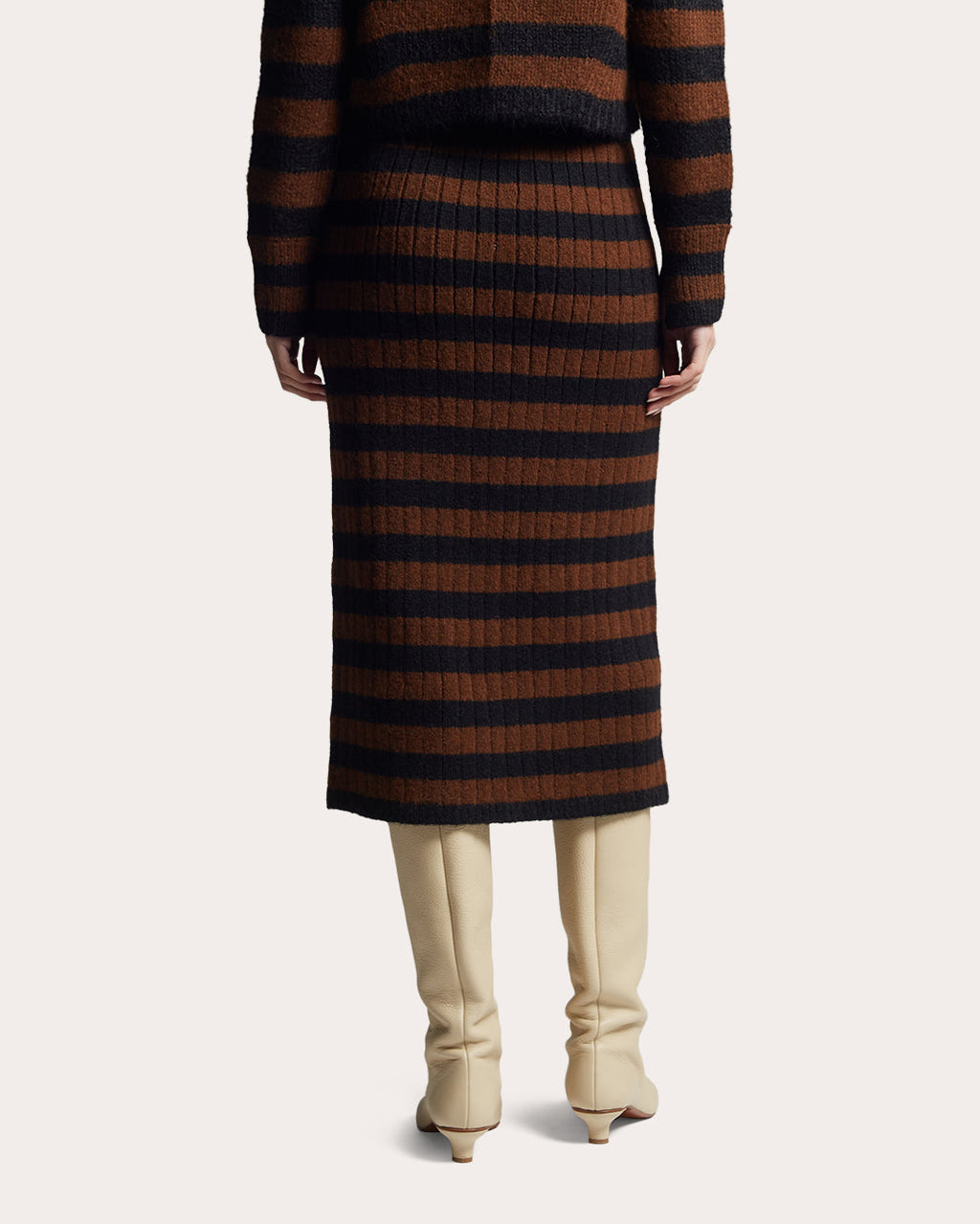 Pia Striped Alpaca-Blend Midi Skirt