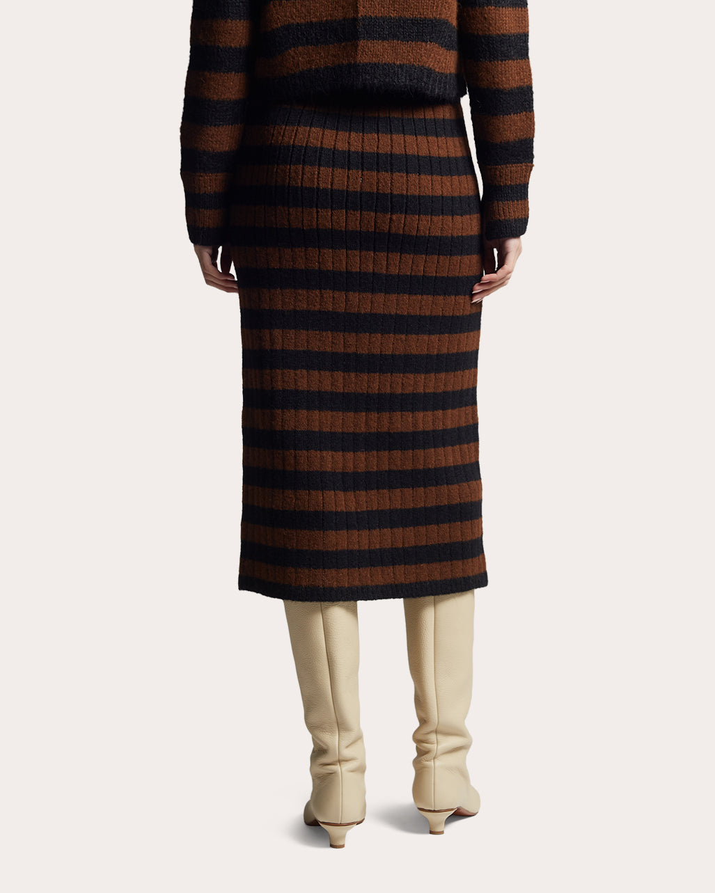 Pia Striped Alpaca-Blend Midi Skirt