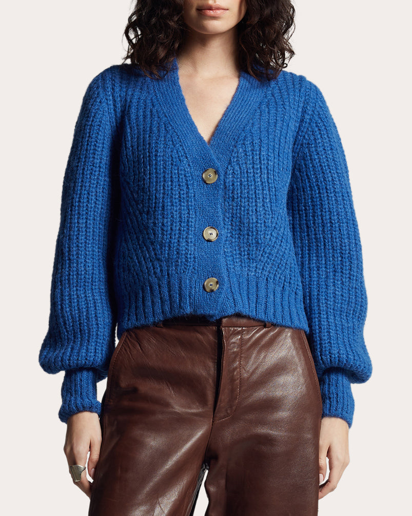 Sara Ribbed Alpaca-Blend Cardigan