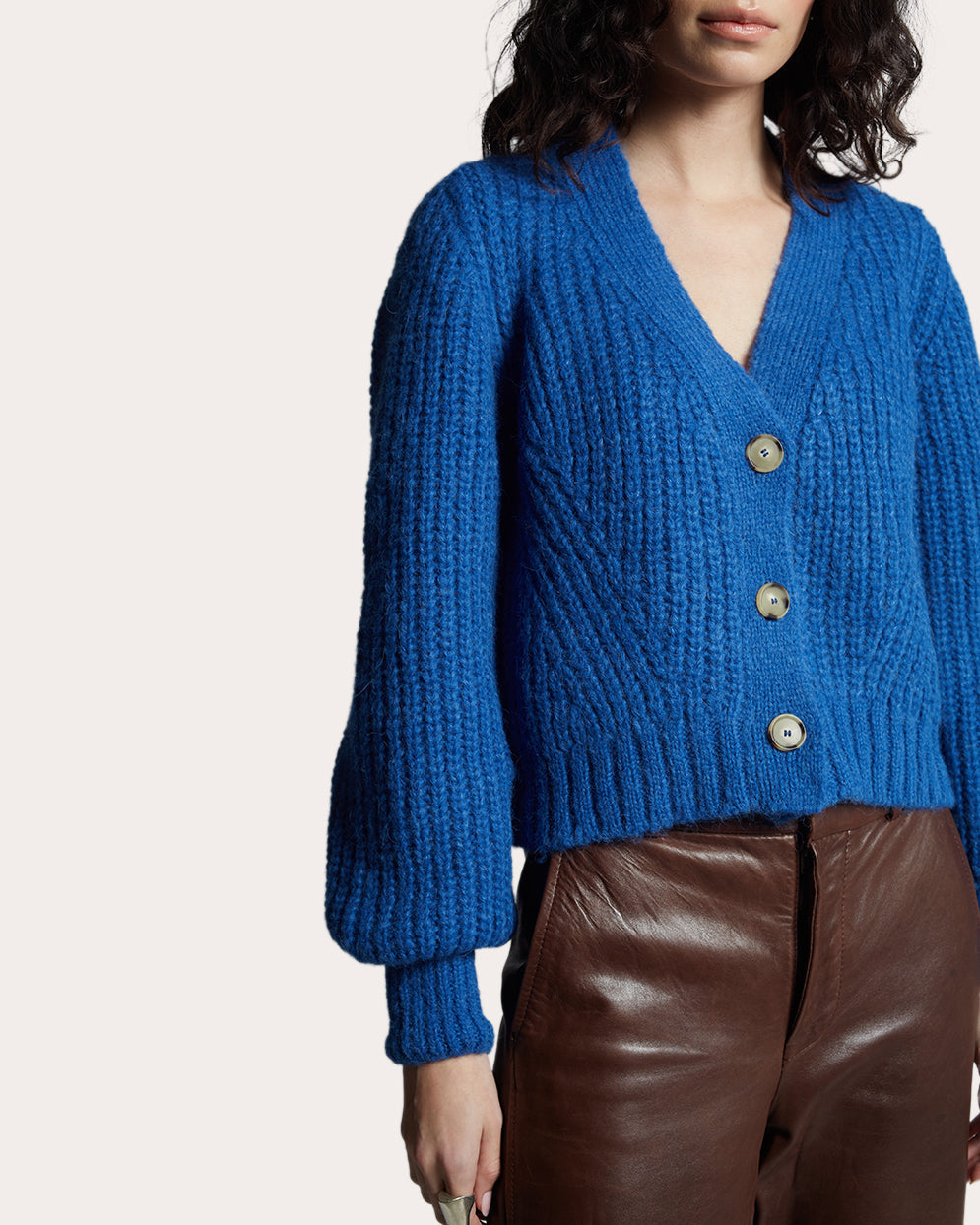 Sara Ribbed Alpaca-Blend Cardigan