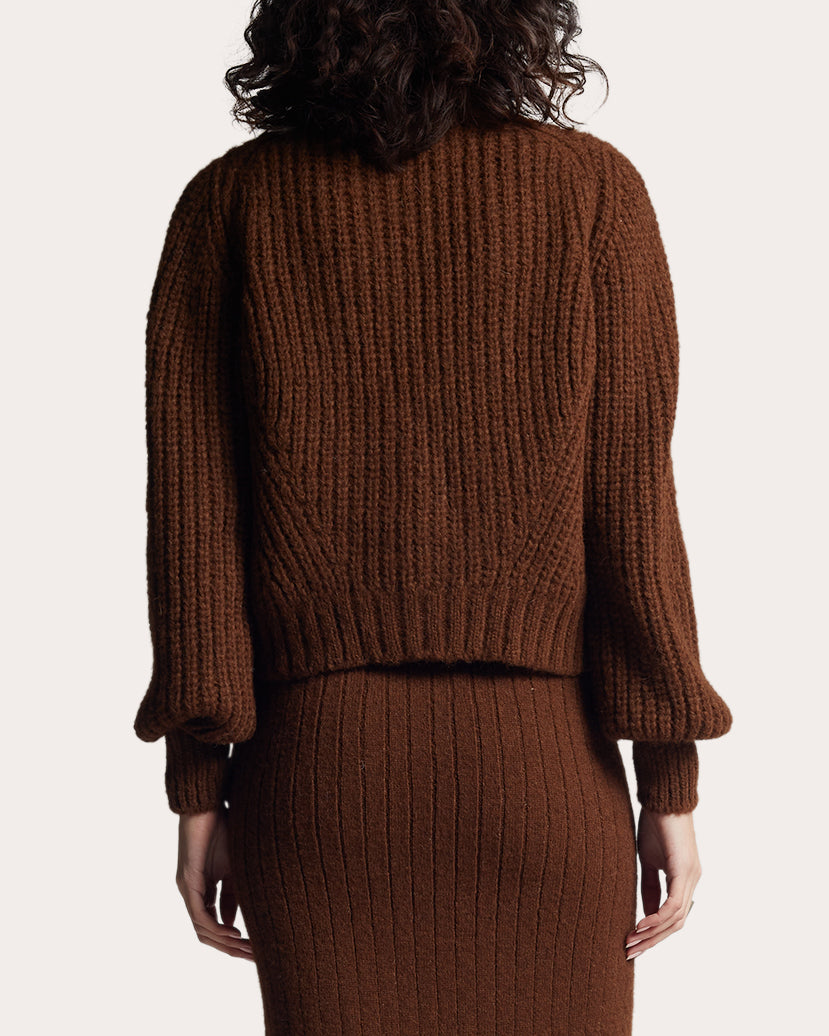 Sara Ribbed Alpaca-Blend Cardigan