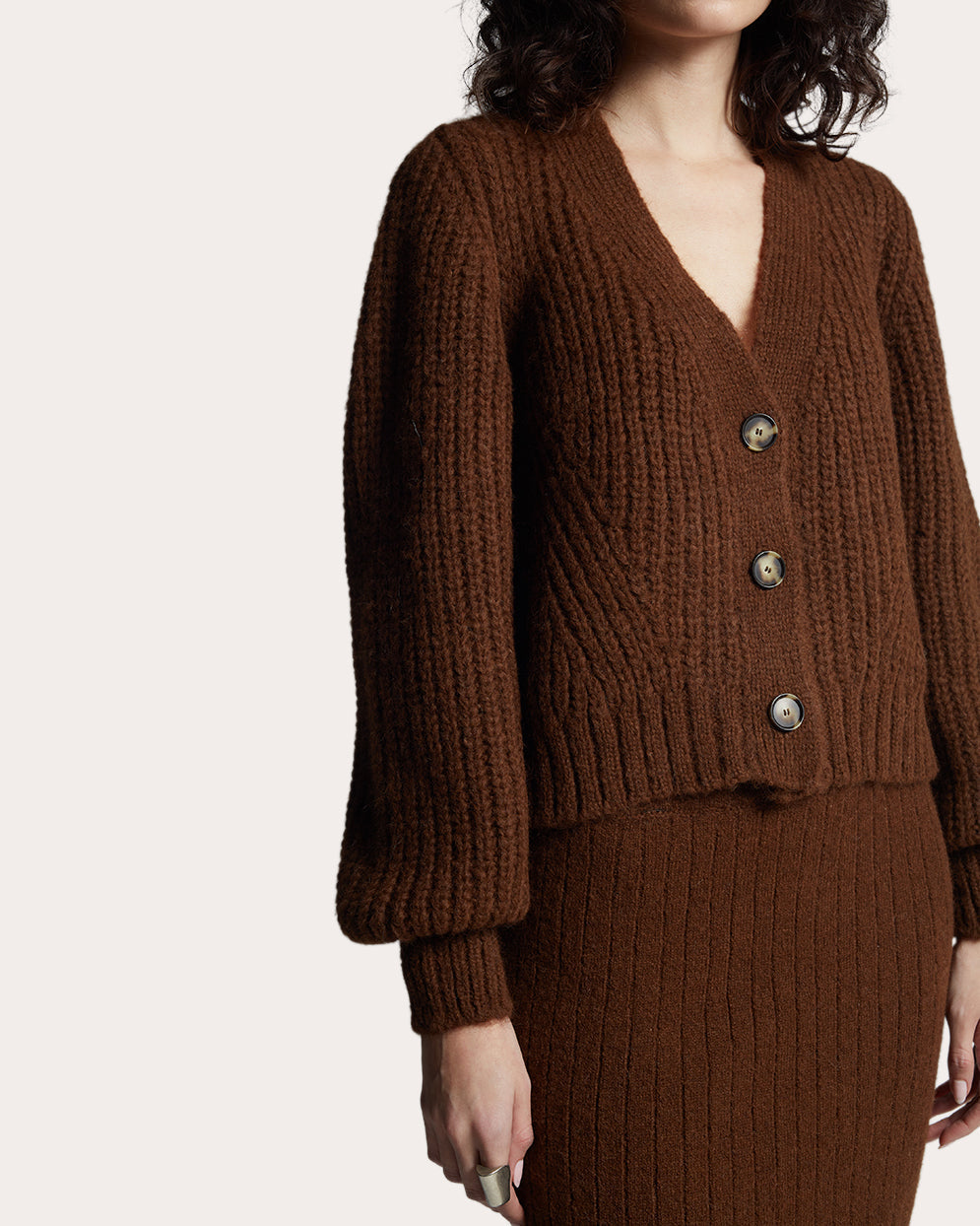 Sara Ribbed Alpaca-Blend Cardigan