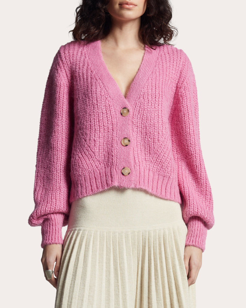 Sara Ribbed Alpaca-Blend Cardigan