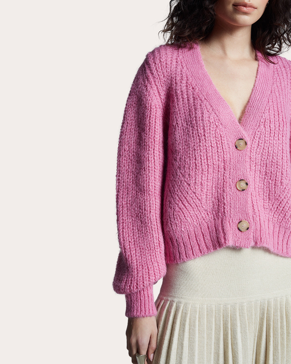 Sara Ribbed Alpaca-Blend Cardigan