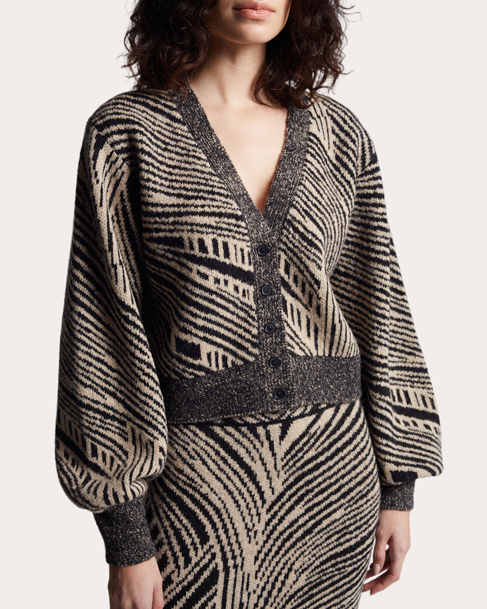 Nora Jacquard-Knit Alpaca-Blend Cardigan