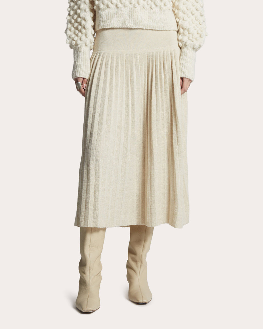 Lea Pleated Alpaca Midi Skirt