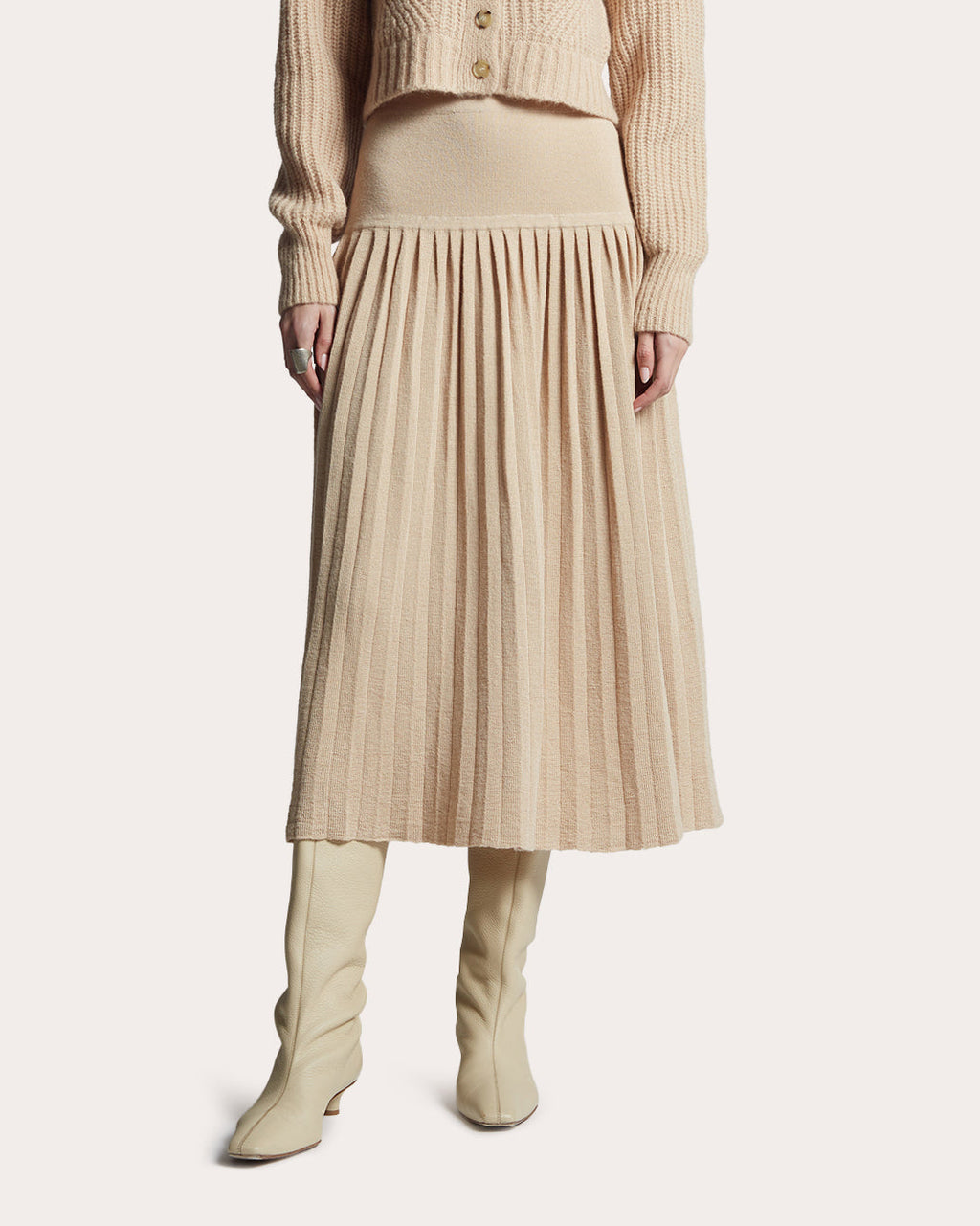Lea Pleated Alpaca Midi Skirt